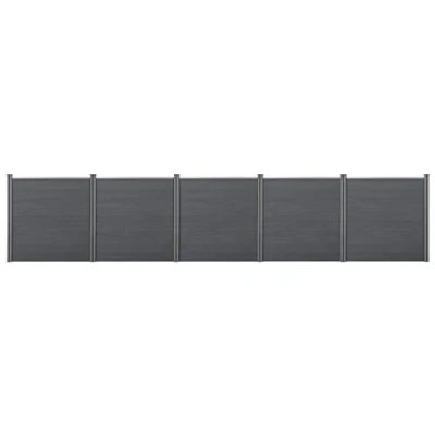 Afbeelding van HKC Schuttingpaneel met 6 palen 183x879 cm grijs