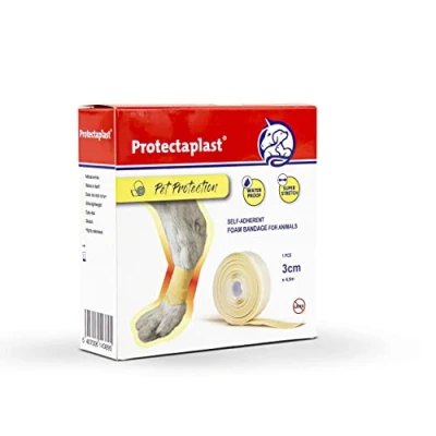 Afbeelding van Protectaplast zelfklevend verband voor huisdieren, 3 cm x 4,5 m, zelfklevend, latexvrij en honden, katten, paarden, pleistermateriaal honden wonden