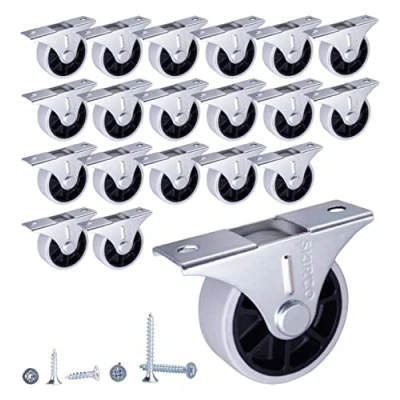 Afbeelding van SKIR&#039;CO (20 stuks) 40 mm rubberen wielen, meubelwielen, vaste niet draaibaar, incl. schroeven