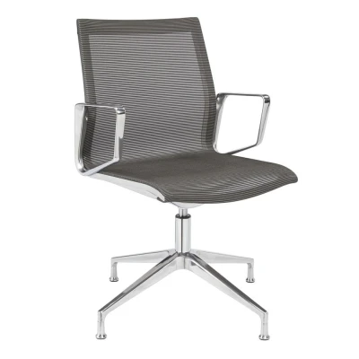 Afbeelding van Design vergaderstoel 1370 in mesh zwart stof met alu frame