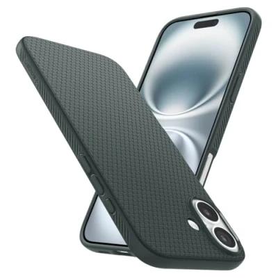 Image de Spigen Liquid Air Coque de protection pour téléphone portable polyuréthanne thermoplastique (TPU) vert abîme Apple iPhone 16