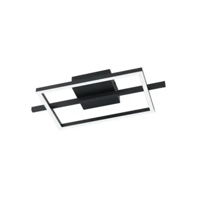 Afbeelding van EGLO Amandolo led plafondlamp, dimbare vierkante plafondlamp met afstandsbediening, geometrische metalen lamp, zwart, warm wit, koud RGB achtergrondverlichting