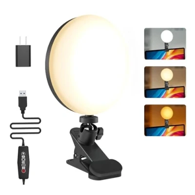 Afbeelding van Mojimdo 159 led videoconferentielamp, 3 kleuren en 5 helderheden, videoclip lamp op monitor, lichtinstelling via timer, webcamlamp voor vergaderingen, USB adapter inbegrepen