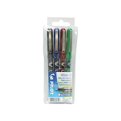 Afbeelding van PILOT rollerbalpen V Ball VB 7, set van 4, geassorteerde kleuren