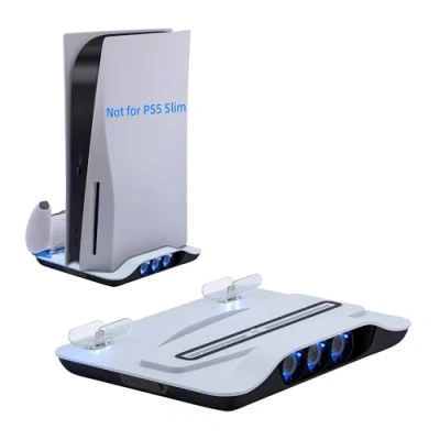 Afbeelding van Mcbazel Verticale PS5 koellaadstation, multifunctionele led koeling, stand met dual controller snellaadstation voor PlayStation 5 console wit