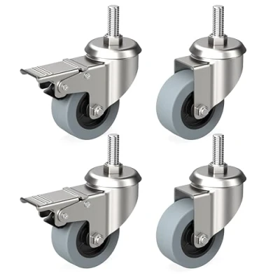 Afbeelding van RAVN HAMAN Set van 4 meubelwielen 50 mm met schroefdraadpen 10 x 25 zwenkwielen rem tot 30 kg per wiel zware wielen voor vele vloertypes