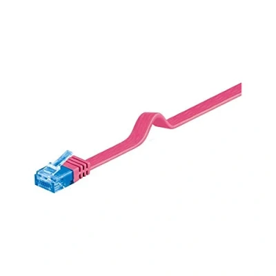 Afbeelding van goobay Verbindingskabel RJ 45 (M) naar 2 m UTP CAT 6a gevormd, vlak magenta