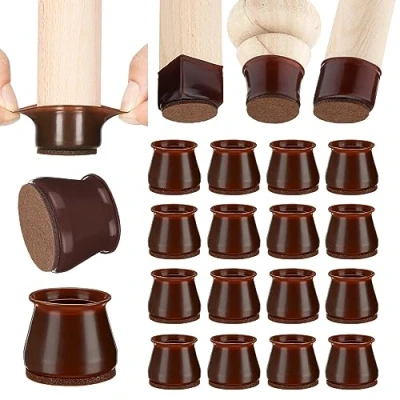 Afbeelding van Aneaseit Stoelvoetbescherming 3,8 cm x 16 stuks donker walnoot zacht siliconen vilt beschermt het parket van meubelpoten kussen stoelbescherming medium