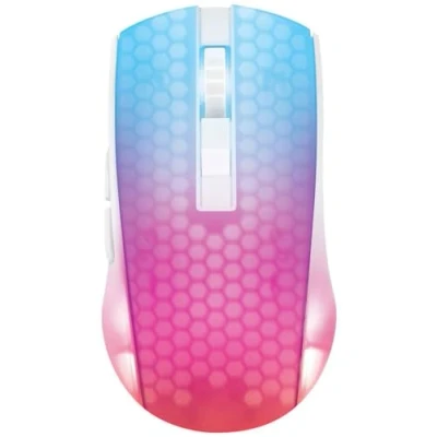 Afbeelding van DELTACO Gaming WM89 muis Radiografisch Optisch Wit, Transparant 6 Toetsen 10000 dpi Afneembare kabel, Verlicht, Geïntegreerd scrollwiel, Oplaadbaar