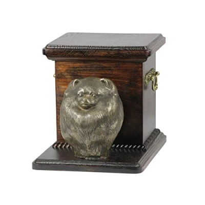 Afbeelding van Elegante urn hond voor Pomeriaan met hondenbuste asbewaring