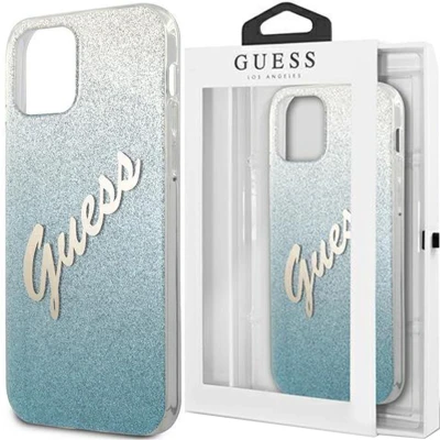 Afbeelding van Guess GUHCP12SPCUGLSBL Hulle fur iPhone 12 Mini 5,4&quot; blau Glitter Gradient Script