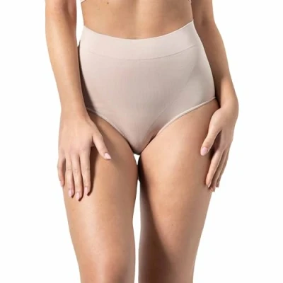 Afbeelding van Risalti korsetslip voor dames met hoge taille, onzichtbaar, naadloos, hoog comfort dagelijks gebruik, wellness microvezel, buik, poeder, L XL