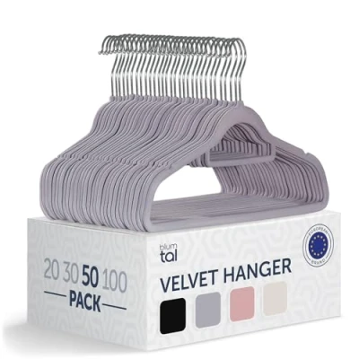 Afbeelding van Blumtal Kledinghangers Velvet Fluweel Grijs Set van 50