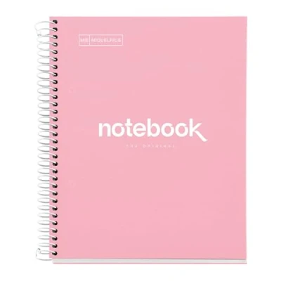 Afbeelding van Miquelrius Notitieboek A5 80 vellen 90 g rooster 5 x mm 1 gekleurd lint hardcover gelamineerd roze