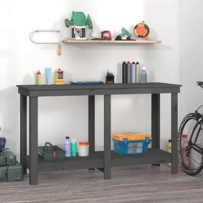 Afbeelding van Werkbank 140x50x80 cm massief grenenhout grijs