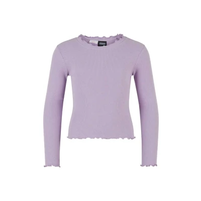 Afbeelding van Urban Classics Short Rib Kinder Longsleeve shirt Kids 110/116 Lila