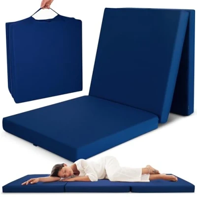 Afbeelding van Beautissu Comfort Logeermatras Opvouwbaar Matras 195x80cm Blauw Gemiddeld