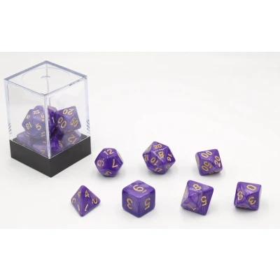 Afbeelding van Dobbelstenen Paars Parelmoer 7 set Brick