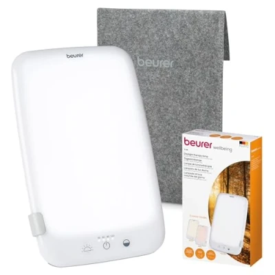 Afbeelding van Beurer TL 35 Lichttherapielamp Daglichtlamp Compact: 25 x 15.5 cm Tabletvorm Kantelbaar Dimmer Tiptoetsen LED 10000 Lux (op 13 cm) Flikker en UV vrij Incl. netadapter opberghoes Medisch gecertificeerd 3 Jaar garantie