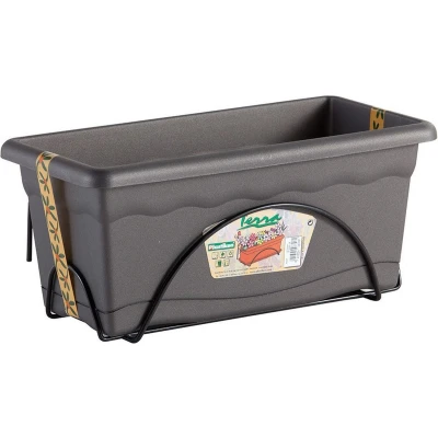 Afbeelding van Plantenbak met schaal Plastiken Antraciet Polypropyleen 40 x 24 cm