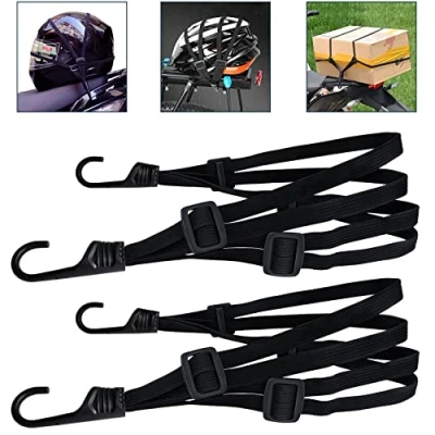 Afbeelding van Set van 2 bagagespanners met haken, sjorriemen korte 4 schuifgespen, sjorriem voor fiets, bagagedrager motorfiets, fiets enz (2 stuks