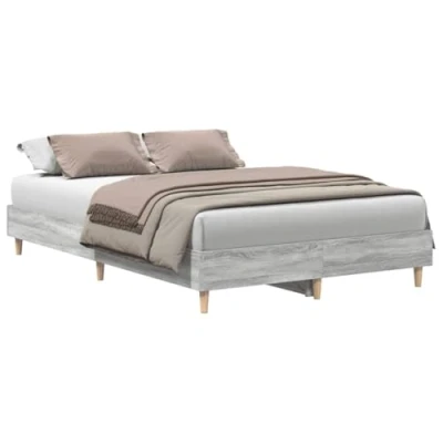 Afbeelding van vidaXL Bedframe zonder matras 135x190 cm spaanplaat grijs sonoma