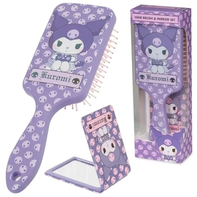 Afbeelding van Hello Kitty Ontwarrende haarborstel voor vrouwen, tieners en meisjes, Kawaii haaraccessoires, schattige cadeaus haar (Kuromi borstel spiegel)