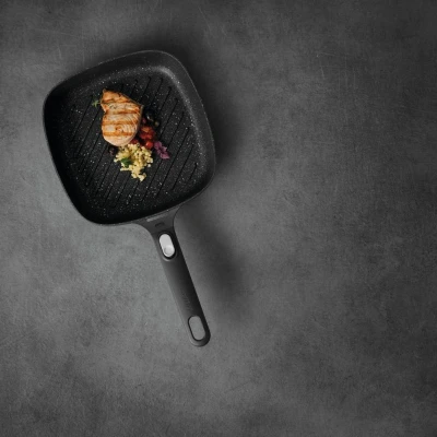 Afbeelding van BergHOFF Gem grillpan van aluminium, 24 cm, zwart