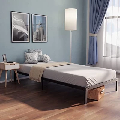 Afbeelding van Bedframe 90 x 200 cm met lattenbodem voet hoogte 35 stabiele structuur, eenvoudige montage en opbergruimte