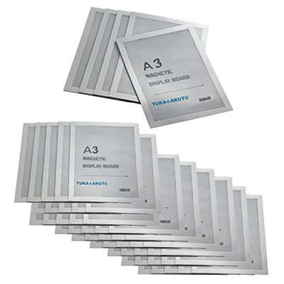Afbeelding van TUKA i AKUT TKD8400 A3 50 x magnetisch displayframe, zelfklevend, voor borden, zilverkleurig, magneetsluiting, portemonnee met kleuren, zilver,
