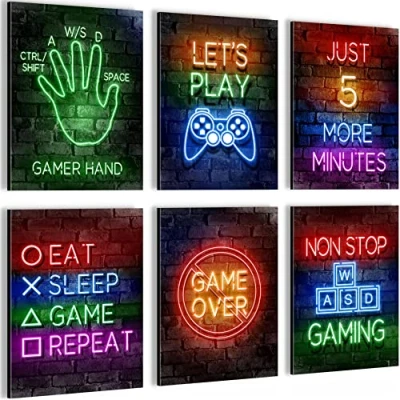Afbeelding van Gamers Game Console 90 x 80 cm Meteen ophangen muurdecoratie wanddecoratie woonkamer canvas schilderijen slaapkamer