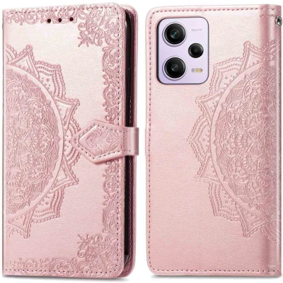 Afbeelding van iMoshion Hoesje Met Pasjeshouder Geschikt voor Xiaomi Redmi Note 12 Pro Plus Mandala Bookcase Rosé Goud