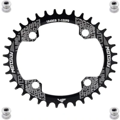 Afbeelding van YBEKI 30T 32T 34T 36T 38T 40T 42T 44T 46T 48T 50T 52T Chainring 104BCD Ronde ovale smalle brede enkele fiets ketting voor 8 9 10 11 Speed Mountain Bike Road MTB BMX (zwart ovaal, 36T)