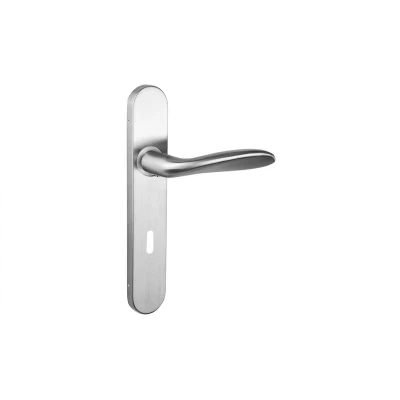 Afbeelding van Lavuzo deurkruk Benevento RVS met afgerond schild SL72 Per set Deurklink