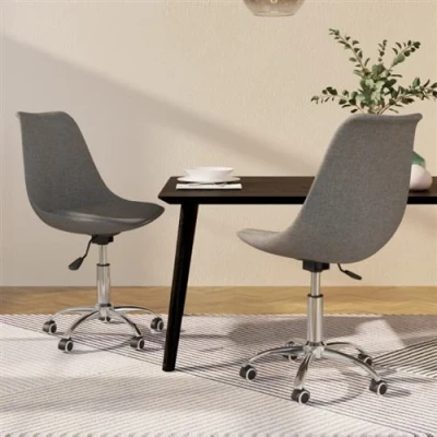 Afbeelding van Eetkamerstoelen draaibaar 2 st stof lichtgrijs