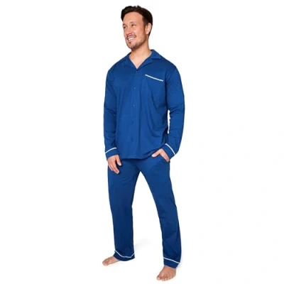 Afbeelding van Pyjama voor heren, winter, katoen, pyjamasets knoopsluiting, voorkant, loungewear, nachtkleding M XXXL, Marine.
