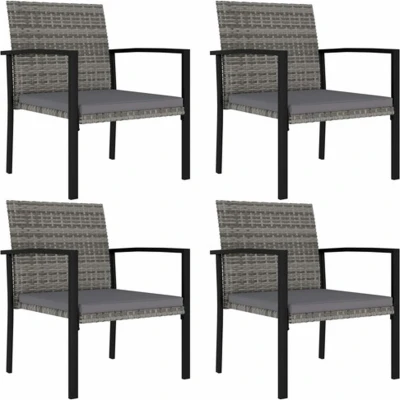 Afbeelding van Tuinstoelen 4 st poly rattan grijs