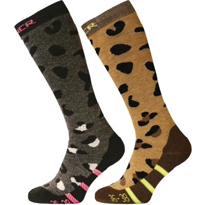 Afbeelding van Sinner Placed Animal Skisokken Dames Brown Black 2 pack EU 36 38 Bruin Ski &amp; Snowboardsokken