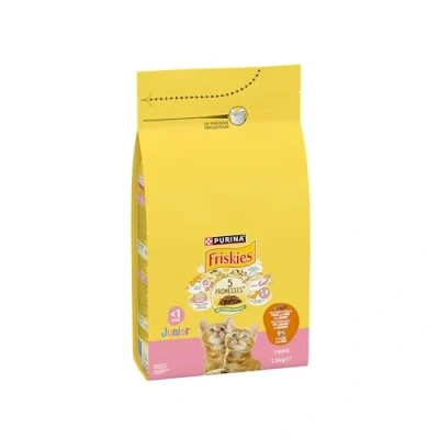 Afbeelding van 3x1,5kg PURINA FRISKIES Junior kattenvoer met kip, kalkoen en groenten droogvoer voor katten