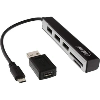 Afbeelding van InLine Micro USB OTG kaartlezer met 3 poorts Hub 0,15 meter