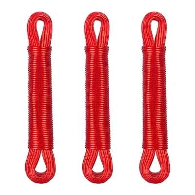 Afbeelding van Relaxdays waslijn set van 3 20 meter extra sterk wasdraad drooglijn buiten rood