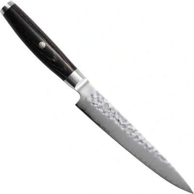 Afbeelding van Yaxell Ketu Vleesmes 18 cm, 3 Lagen Damast, SG2 Kern, 63 Rockwell, Zwart Pakka Wood Heft
