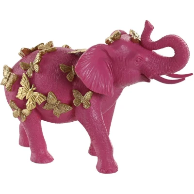 Afbeelding van Decoratieve figuren Home ESPRIT Gouden Fuchsia Olifant 26 x 13,5 19 cm