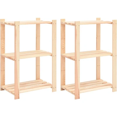 Afbeelding van VidaXL Opbergrekken 3 laags 2 st 60x38x90 cm massief grenenhout 150 kg
