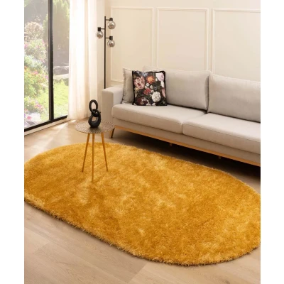 Afbeelding van Ovaal Hoogpolig Tapijt/Vloerkleed Velvet Posh Goud 200x300 Cm