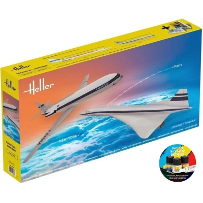 Afbeelding van 1:100 Heller 52333 Caravelle and Concorde Planes Starter Kit Plastic Modelbouwpakket