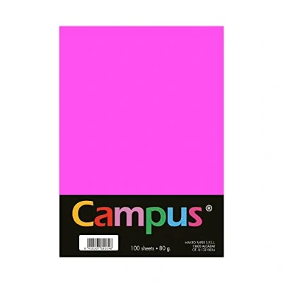 Afbeelding van Plus Office 100 vellen A4 gekleurd papier 80 g/m² 210 x 297 mm met zacht gevoel, perfect voor binden, kantoor, tekenen en knutselen, neonroze