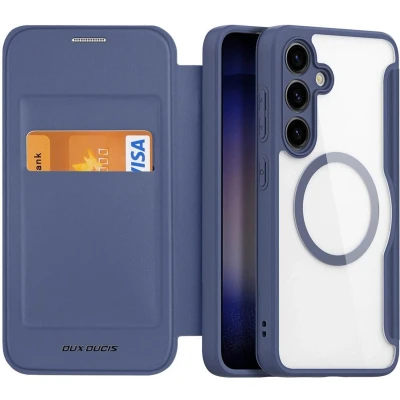 Afbeelding van Dux Ducis Telefoonhoesje geschikt voor Samsung Galaxy S24 Hoesje Magsafe Magneet Skin X Pro Book Case Series Donker Blauw