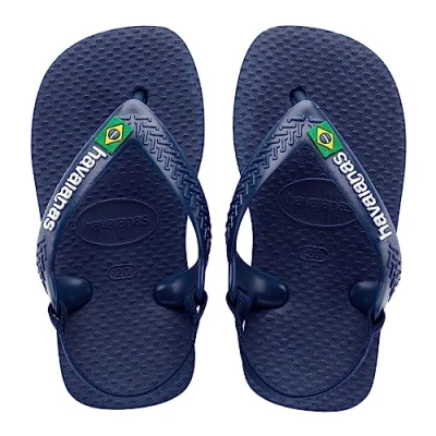 Image de Havaianas Mixte bébé Baby Brasil Logo II Sandales, Navy Blue Citrus Yellow, 20 EU