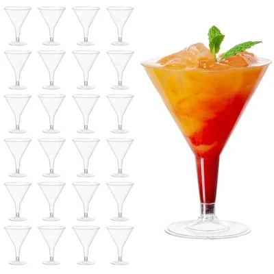 Afbeelding van MATANA 24 Plastic Herbruikbare Martiniglazen, Cocktailglazen voor Verjaardagen, Bruiloften, Barbecue, Kerst en Feesten Stevig Herbruikbaar